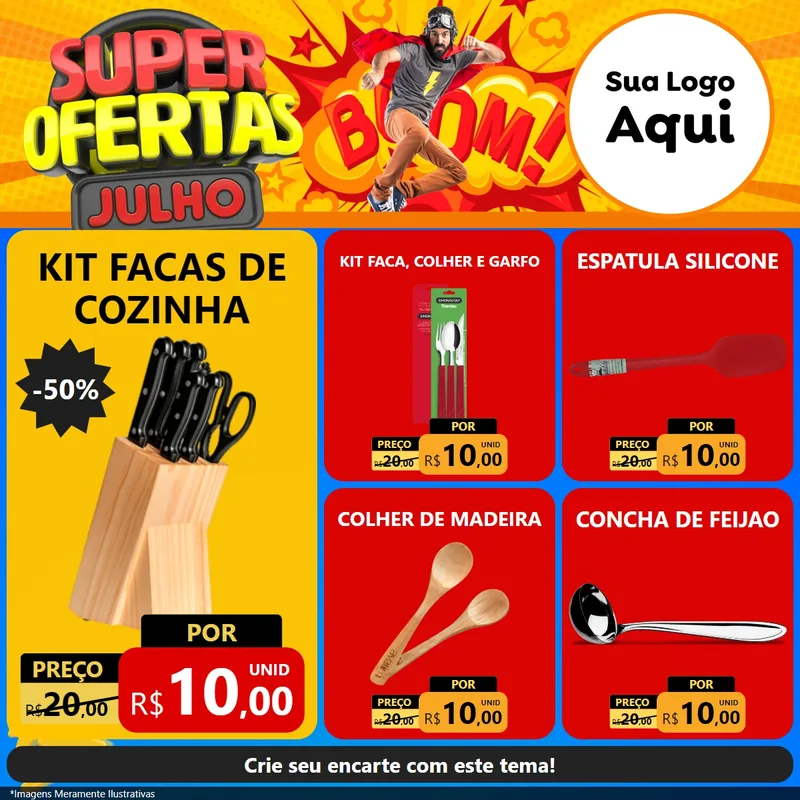 Modelo de Rede Social para Feed Facebook com o tema Super Ofertas Julho para Utilidades Domésticas