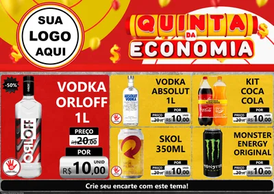 Modelo de Encarte para Encarte A4 Horizontal com o tema Quinta da Economia para Distribuidora de bebidas
