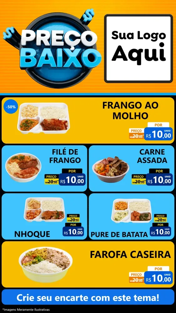 Modelo de TV para TV Vertical com o tema Preço Baixo para Restaurante