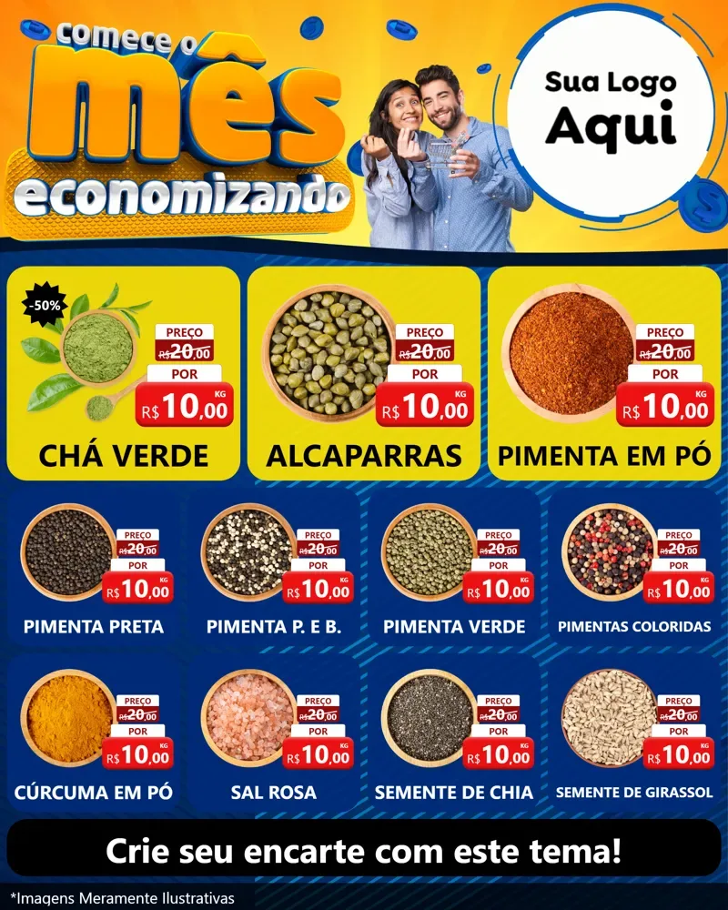Modelo de Rede Social para Feed Instagram com o tema Comece O Mês Economizando para Produtos Naturais