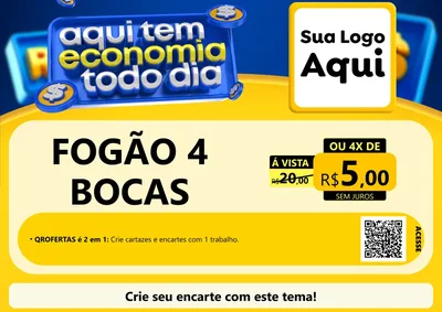 Modelo de Cartaz para Cartaz A4 Horizontal com o tema Aqui Tem Economia Todo Dia para Móveis e Eletro