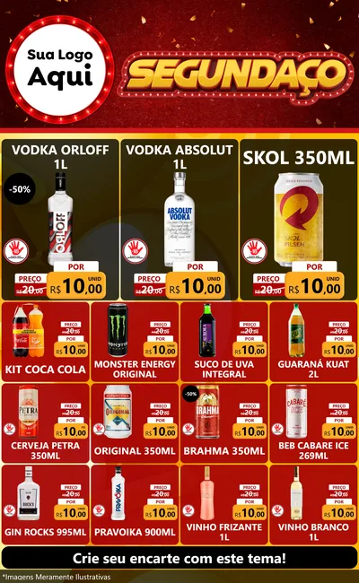 Modelo de Encarte para Encarte Grande com o tema Segundaço para Distribuidora de bebidas