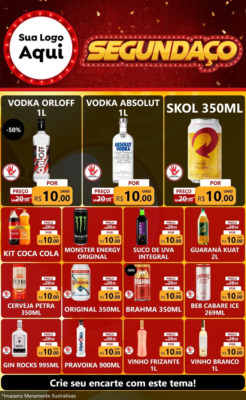 Modelo de Encarte para Encarte Grande com o tema Segundaço para Distribuidora de bebidas