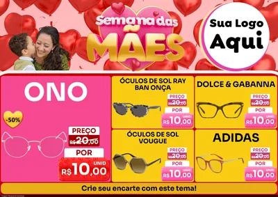 Modelo de Encarte para Encarte A4 Horizontal com o tema Semana Das Mães para Óticas