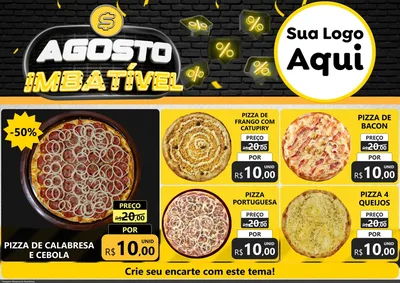 Modelo de Encarte para Encarte A4 Horizontal com o tema Agosto Imbatível para Pizzaria