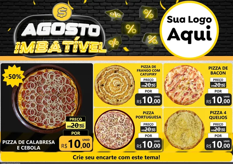 Modelo de Encarte para Encarte A4 Horizontal com o tema Agosto Imbatível para Pizzaria
