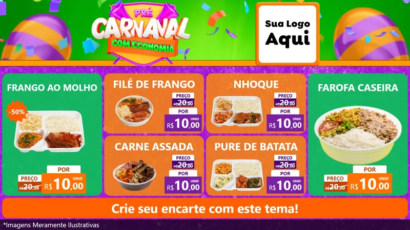 Modelo de TV para TV Horizontal com o tema Pré-Carnaval Com Economia para Restaurante