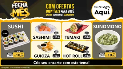 Modelo de TV para TV Horizontal com o tema Fecha Mês para Comida japonesa
