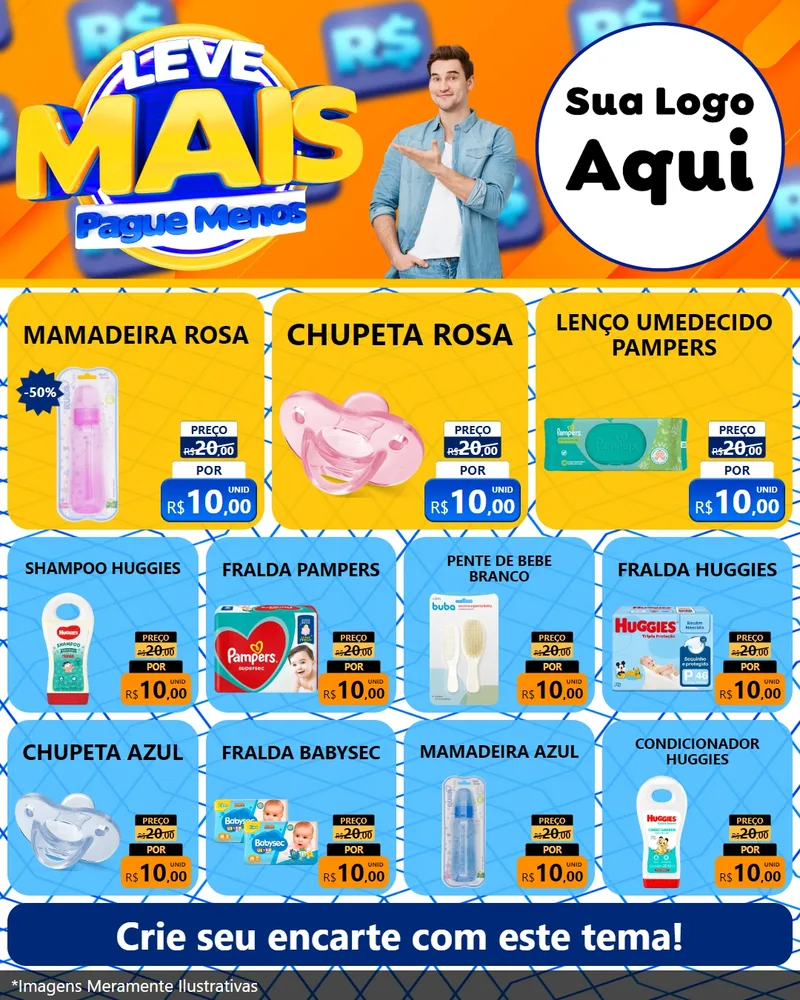 Modelo de Rede Social para Feed Instagram com o tema Leve Mais, Pague Menos para Bebês