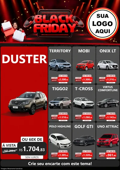 Modelo de Encarte para Encarte A4 Vertical com o tema Black Friday para Concessionaria de Carros