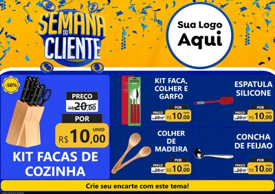 Modelo de Encarte para Encarte A4 Horizontal com o tema Semana do Cliente para Utilidades Domésticas