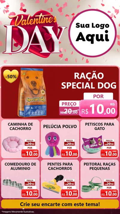 Modelo de Rede Social para Stories com o tema Valentine's Day para Pet Shop