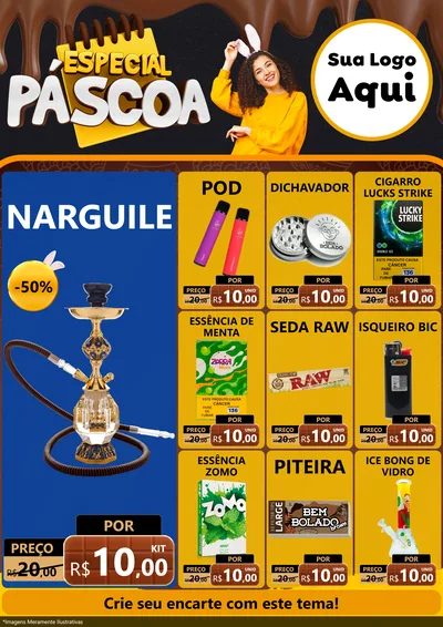 Modelo de Encarte para Encarte A4 Vertical com o tema Especial Páscoa para Tabacaria