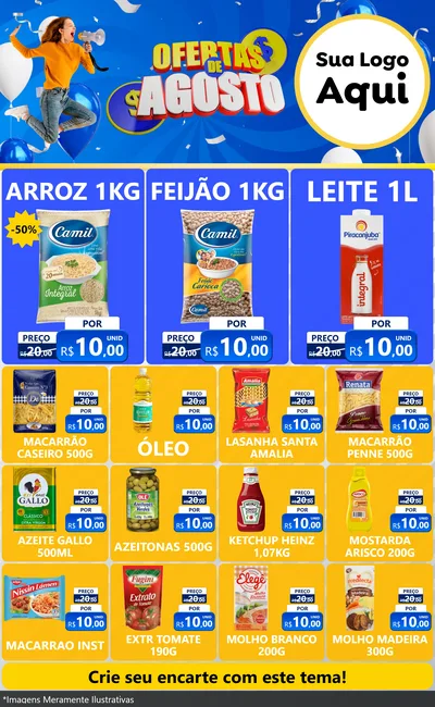 Modelo de Encarte para Encarte Grande com o tema Ofertas de Agosto para Supermercado