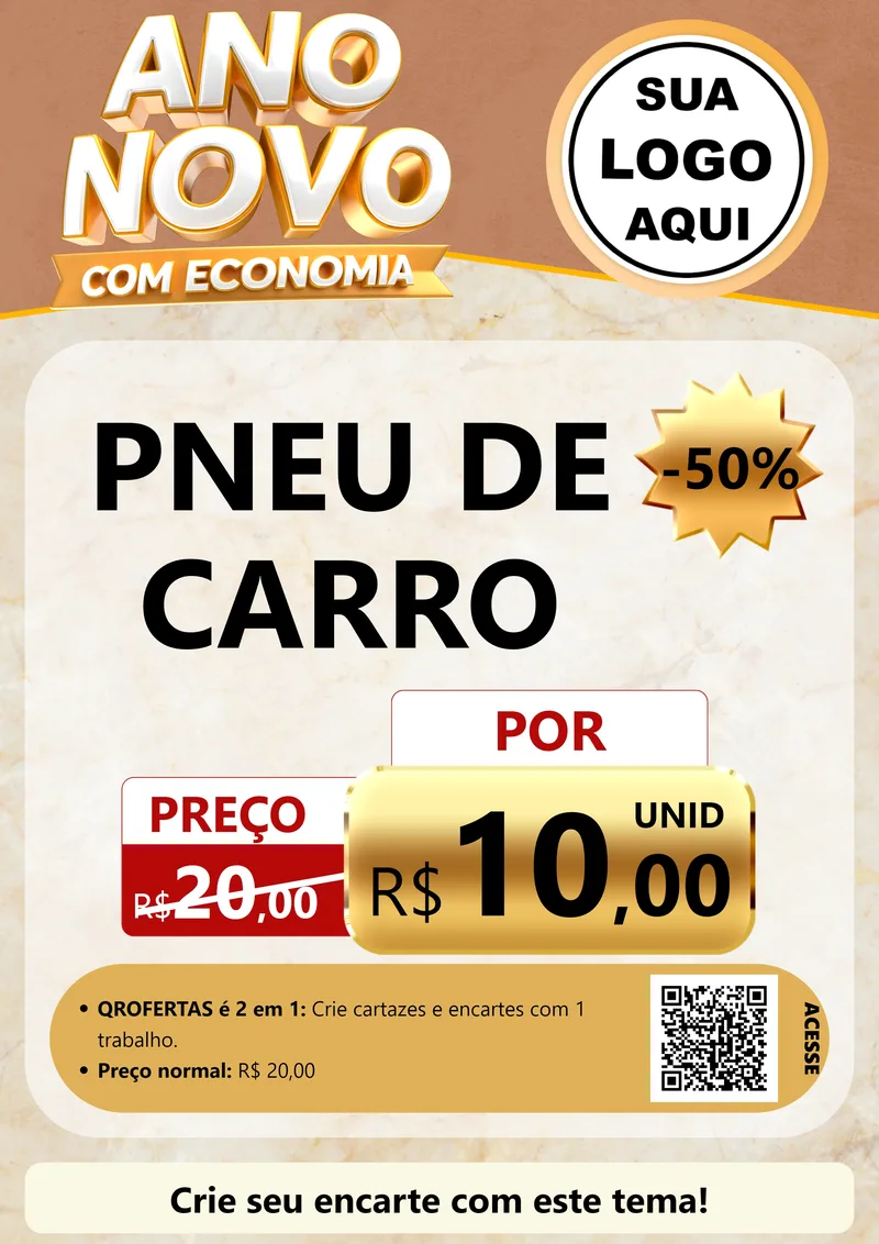 Modelo de Cartaz para Cartaz A4 Vertical com o tema Ano Novo Com Economia para Auto peças