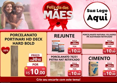 Modelo de Encarte para Encarte A4 Horizontal com o tema Feliz Dia Das Mães para Pisos e revestimentos