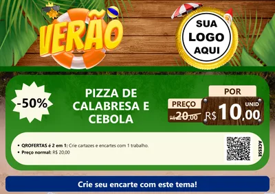 Modelo de Cartaz para Cartaz A4 Horizontal com o tema Verão para Pizzaria