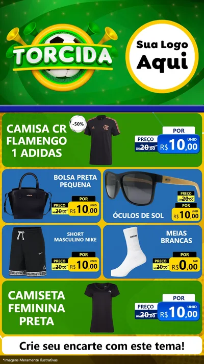 Modelo de TV para TV Vertical com o tema Torcida para Roupas e acessórios