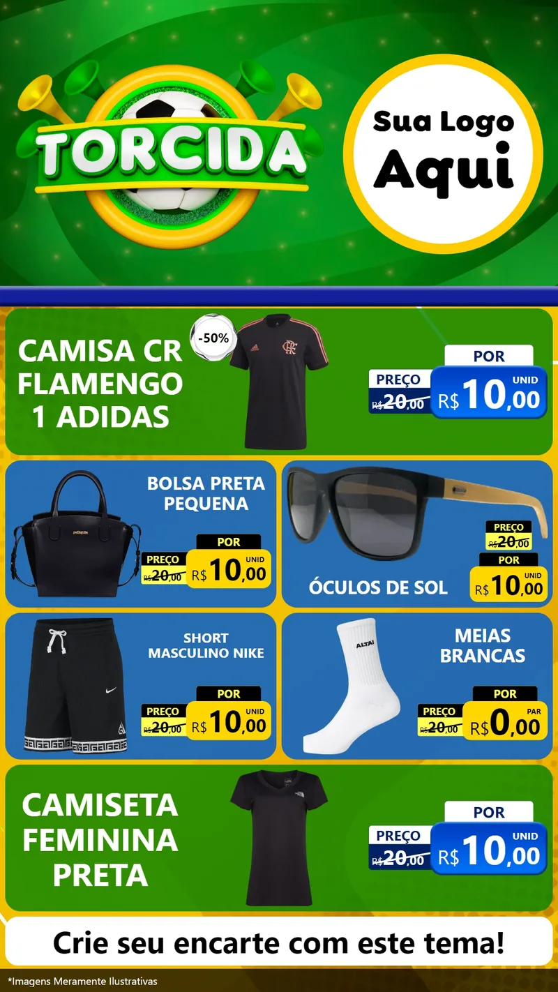 Modelo de TV para TV Vertical com o tema Torcida para Roupas e acessórios
