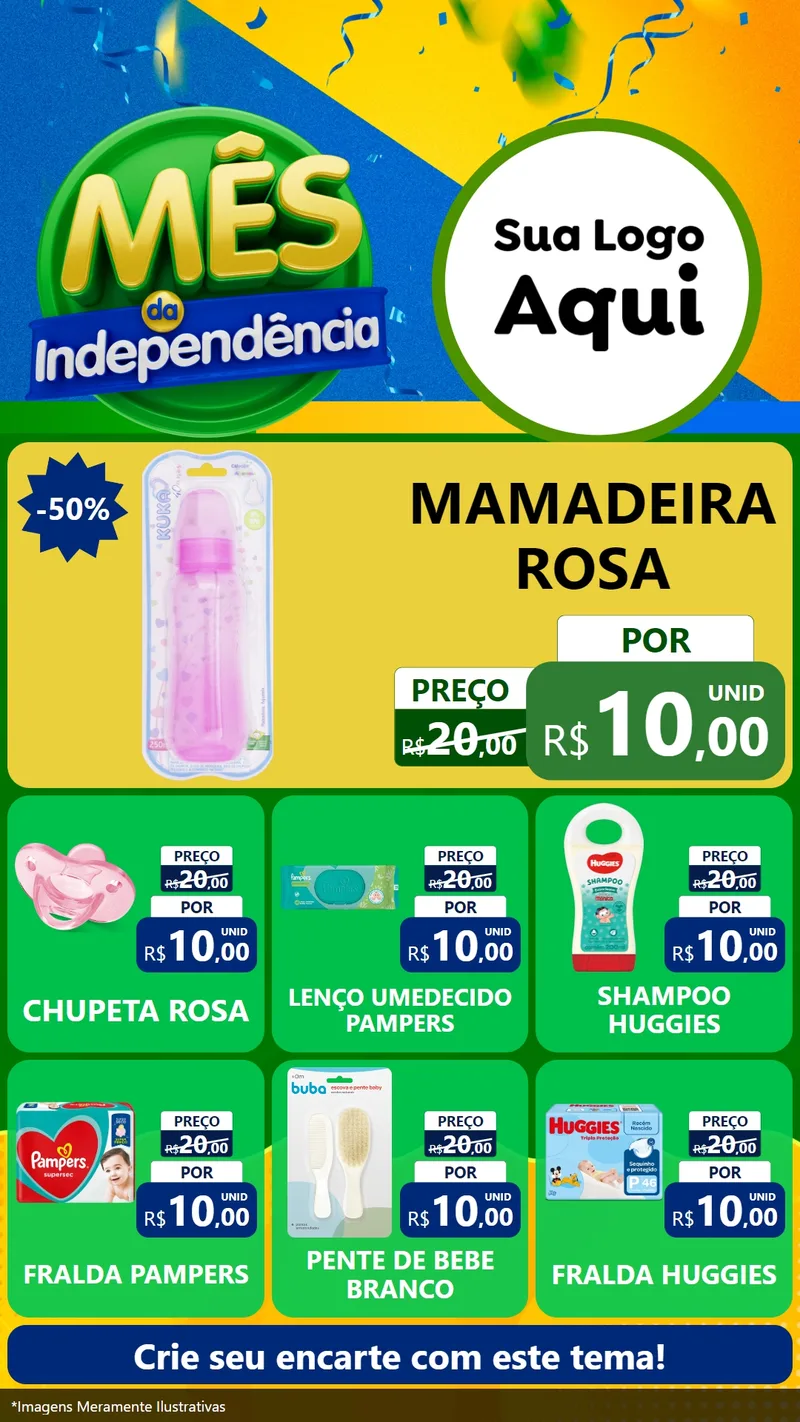 Modelo de Rede Social para Stories com o tema Mês da Independência para Bebês