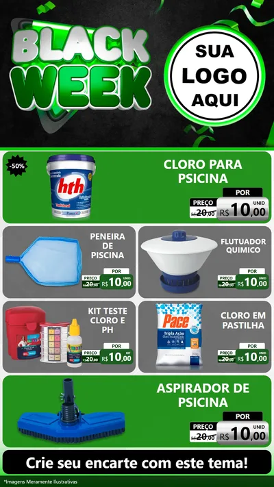 Modelo de TV para TV Vertical com o tema Black Week para Produtos para Piscina