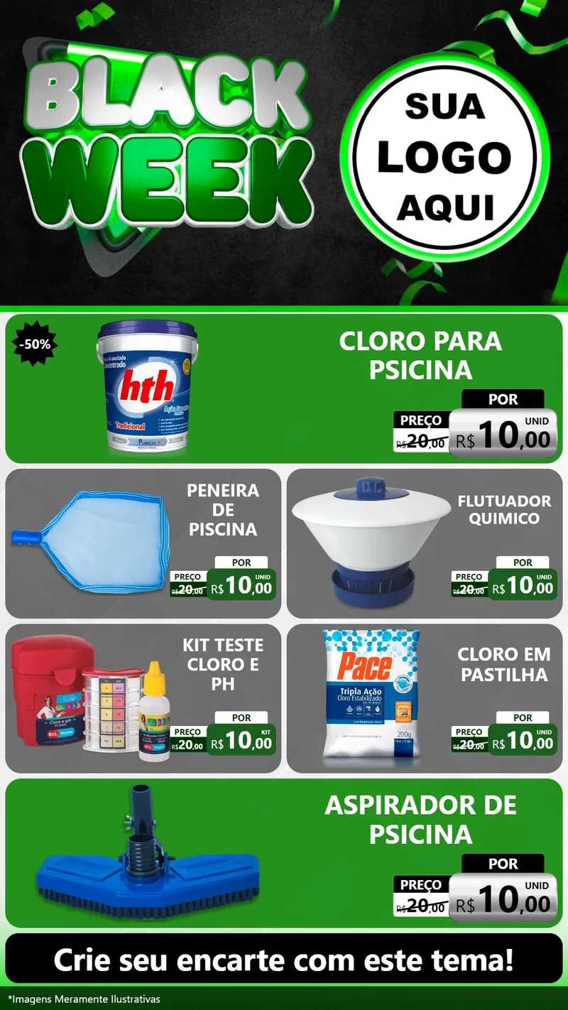 Modelo de TV para TV Vertical com o tema Black Week para Produtos para Piscina