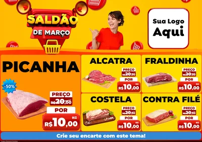 Modelo de Encarte para Encarte A4 Horizontal com o tema Saldão de Março para Açougue
