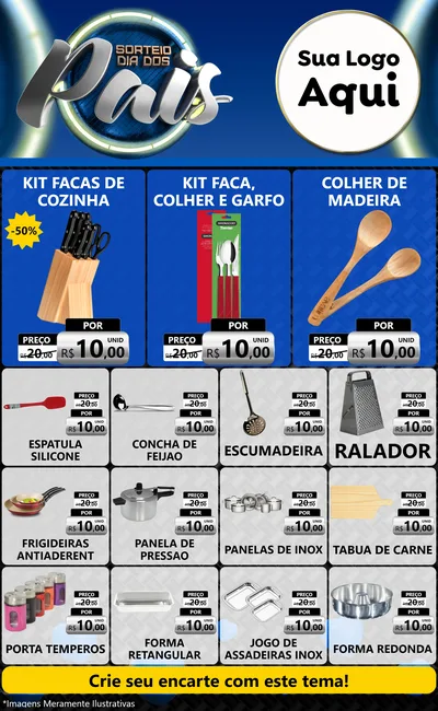 Modelo de Encarte para Encarte Grande com o tema Sorteio Dia Dos Pais para Utilidades Domésticas
