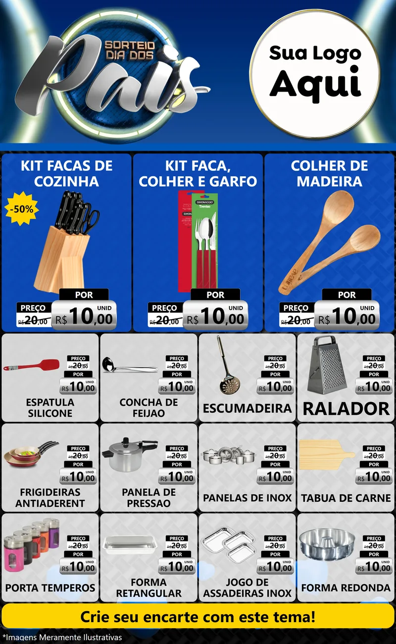 Modelo de Encarte para Encarte Grande com o tema Sorteio Dia Dos Pais para Utilidades Domésticas