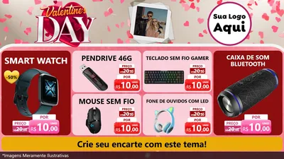 Modelo de TV para TV Horizontal com o tema Valentine's Day para Informática