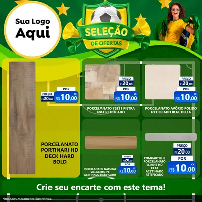 Modelo de Rede Social para Feed Facebook com o tema Seleção de Ofertas - Copa para Pisos e revestimentos