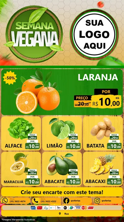 Modelo de Rede Social para Stories com o tema Semana Vegana para Hortifrúti