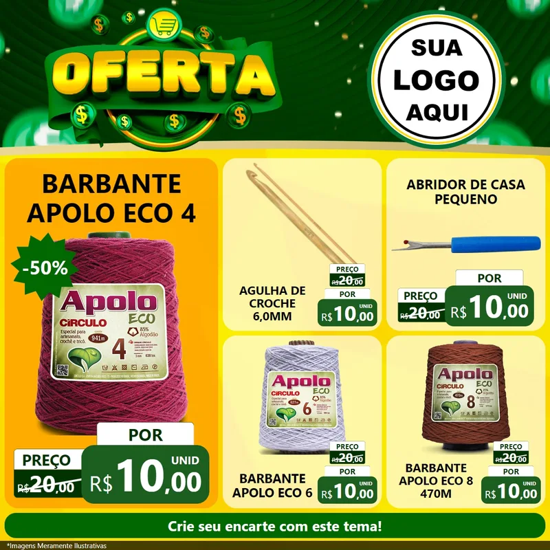 Modelo de Rede Social para Feed Facebook com o tema Oferta para Armarinho e Aviamentos