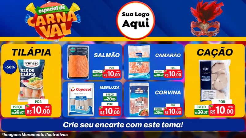 Modelo de TV para TV Horizontal com o tema Especial de Carnaval para Peixaria