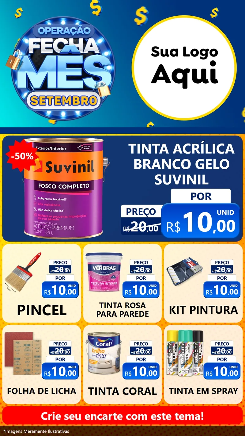 Modelo de Rede Social para Stories com o tema Operação Fecha Mês Setembro para Tintas e Ferramentas