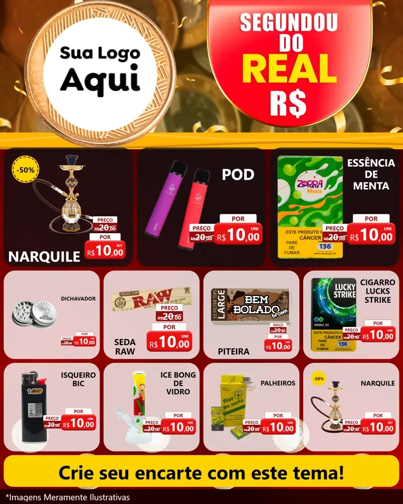 Modelo de Rede Social para Feed Instagram com o tema Segundou do Real para Tabacaria