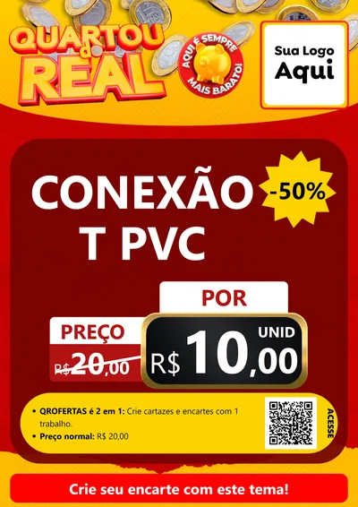 Modelo de Cartaz para Cartaz A4 Vertical com o tema Quartou do Real para Tubos e conexões