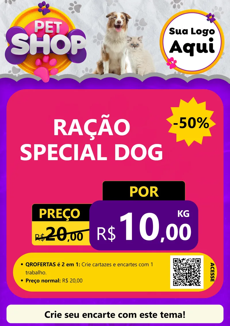 Modelo de Cartaz para Cartaz A4 Vertical com o tema Pet Shop para Pet Shop
