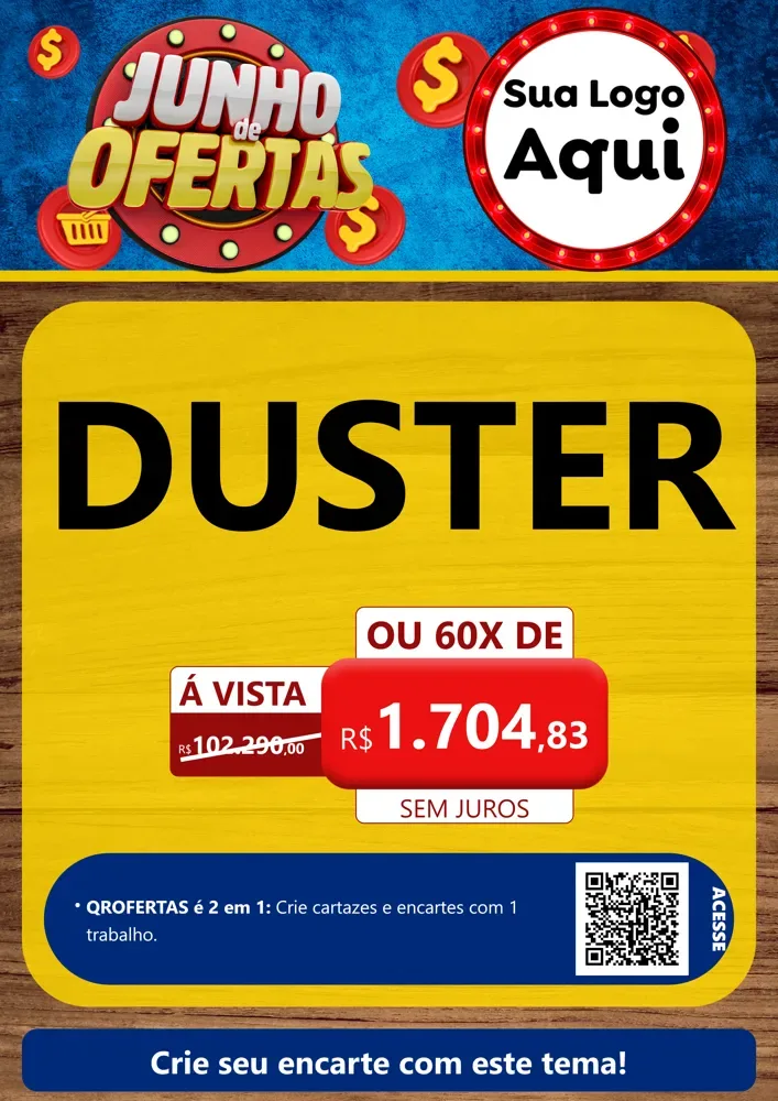 Modelo de Cartaz para Cartaz A4 Vertical com o tema Junho de Ofertas para Concessionaria de Carros