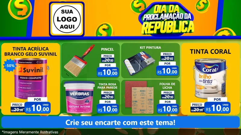 Modelo de TV para TV Horizontal com o tema Dia Da Proclamação da República para Tintas e Ferramentas