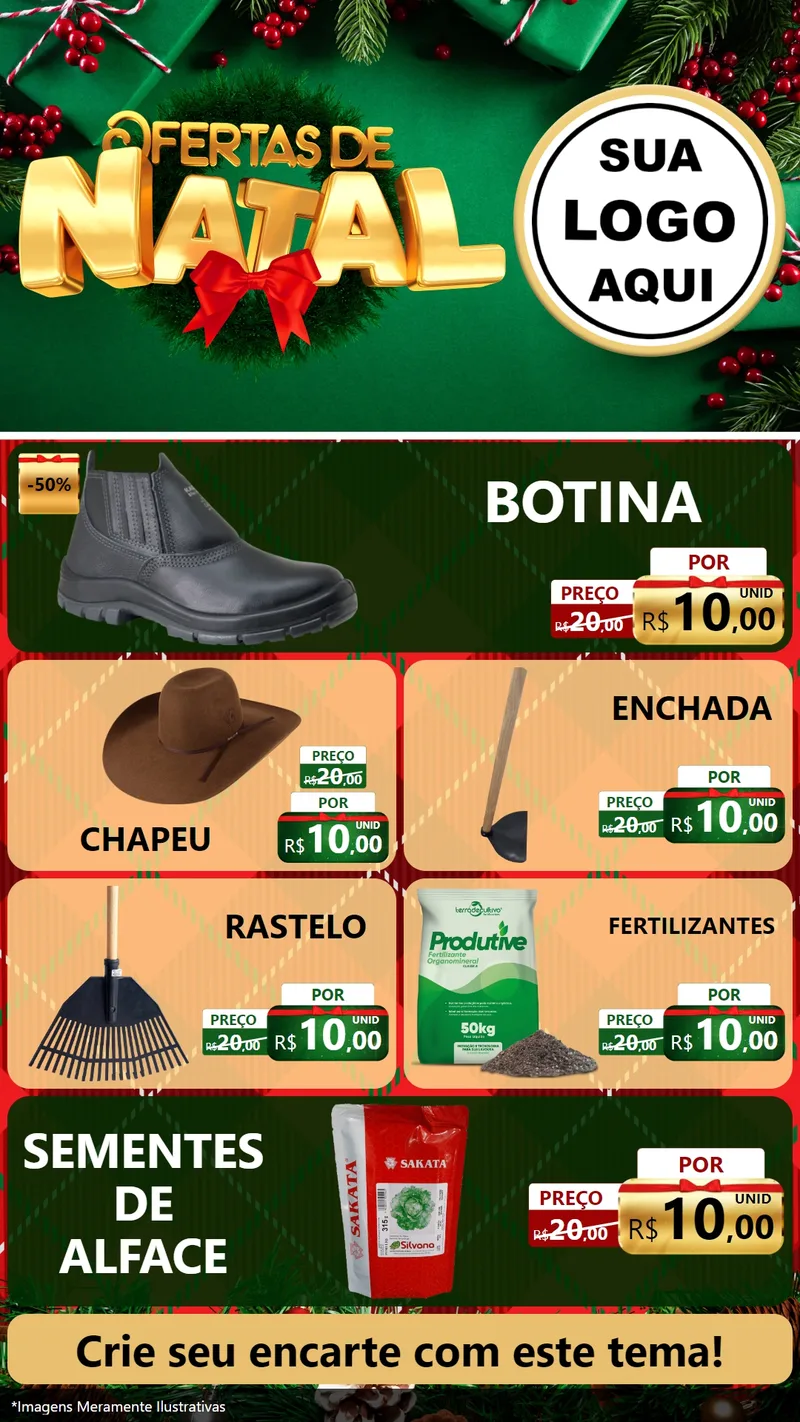 Modelo de TV para TV Vertical com o tema Ofertas de Natal para Agropecuária