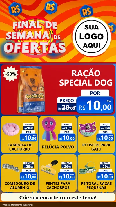 Modelo de Rede Social para Stories com o tema Final de Semana de Ofertas para Pet Shop
