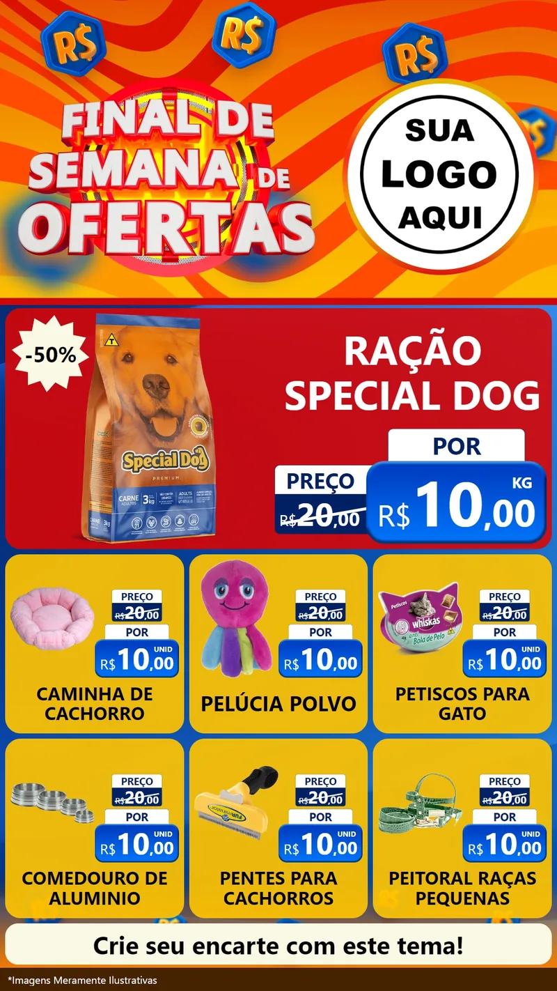 Modelo de Rede Social para Stories com o tema Final de Semana de Ofertas para Pet Shop
