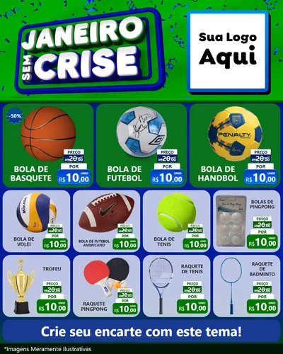 Modelo de Rede Social para Feed Instagram com o tema Janeiro Sem Crise para Artigos Esportivos