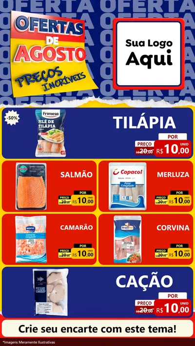 Modelo de TV para TV Vertical com o tema Ofertas de Agosto - Preços Incríveis para Peixaria