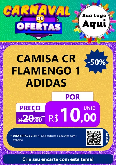 Modelo de Cartaz para Cartaz A4 Vertical com o tema Carnaval de Ofertas para Roupas e acessórios