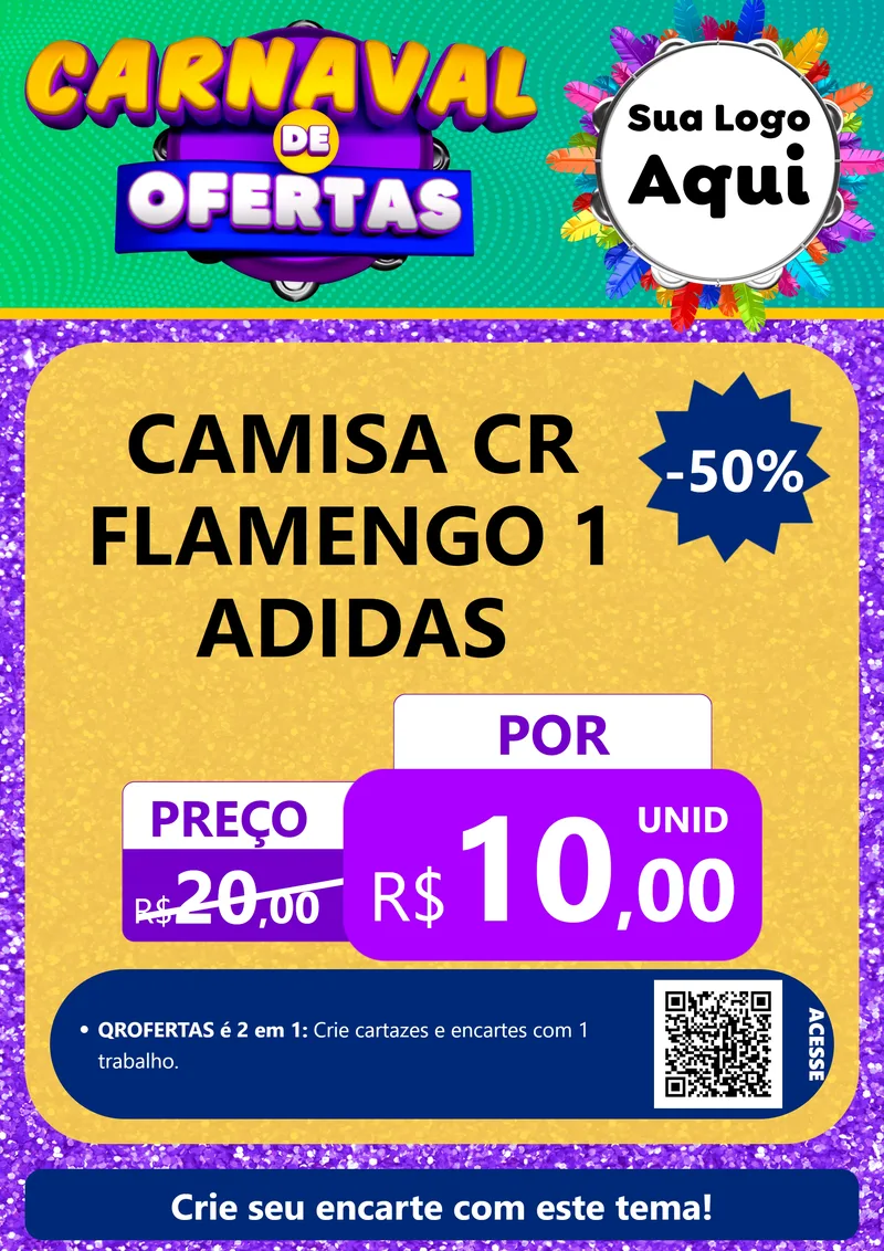 Modelo de Cartaz para Cartaz A4 Vertical com o tema Carnaval de Ofertas para Roupas e acessórios