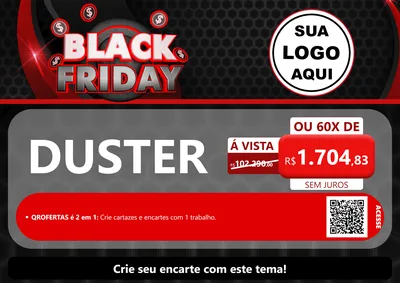 Modelo de Cartaz para Cartaz A4 Horizontal com o tema Black Friday para Concessionaria de Carros