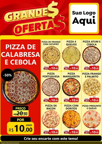 Modelo de Encarte para Encarte A4 Vertical com o tema Grandes Ofertas para Pizzaria
