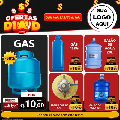 Modelo de Rede Social para Feed Facebook com o tema Ofertas Dia D para Água e gás
